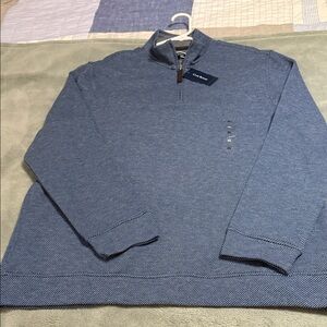 Club Room Men's Heathered Blue Zip-Up Sweater